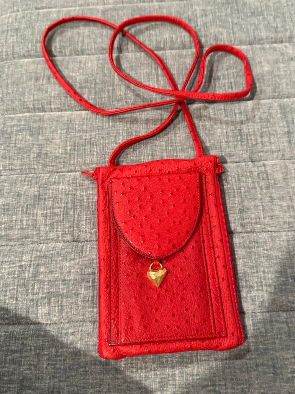 Red Crossbody purse/Phone Pouch with Heart Charm